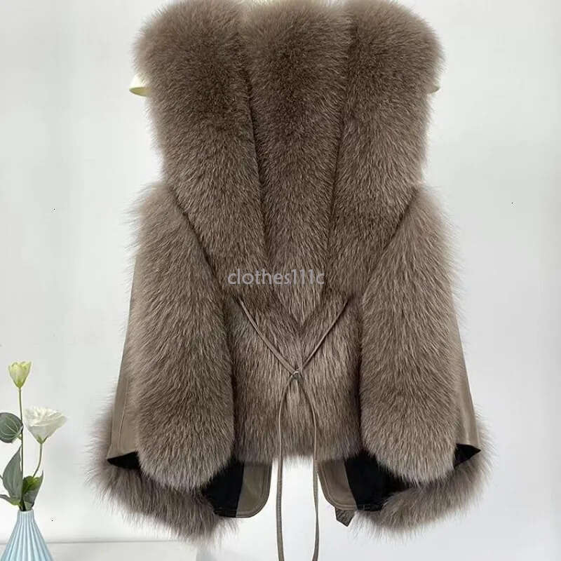2024 Autumn Winter Women Vest Short Style Splicing Solid Color Fur Coat New