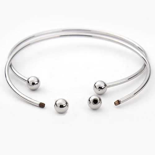 1pcs Fashion Adjustable Opening Bangle Ball Head Polishing With Thread Stainless Steel Bracelet For DIY Jewelry Making GiftsX240925