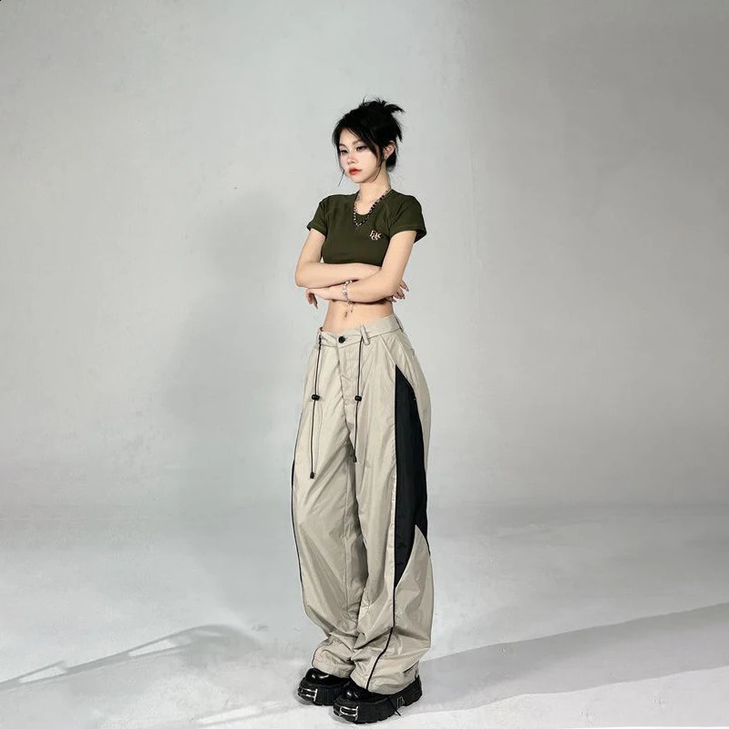HOUZHOU casual bag oversized hip-hop runner Harajuku streetwear BF womens sports pants wide leg Trousers Z260314