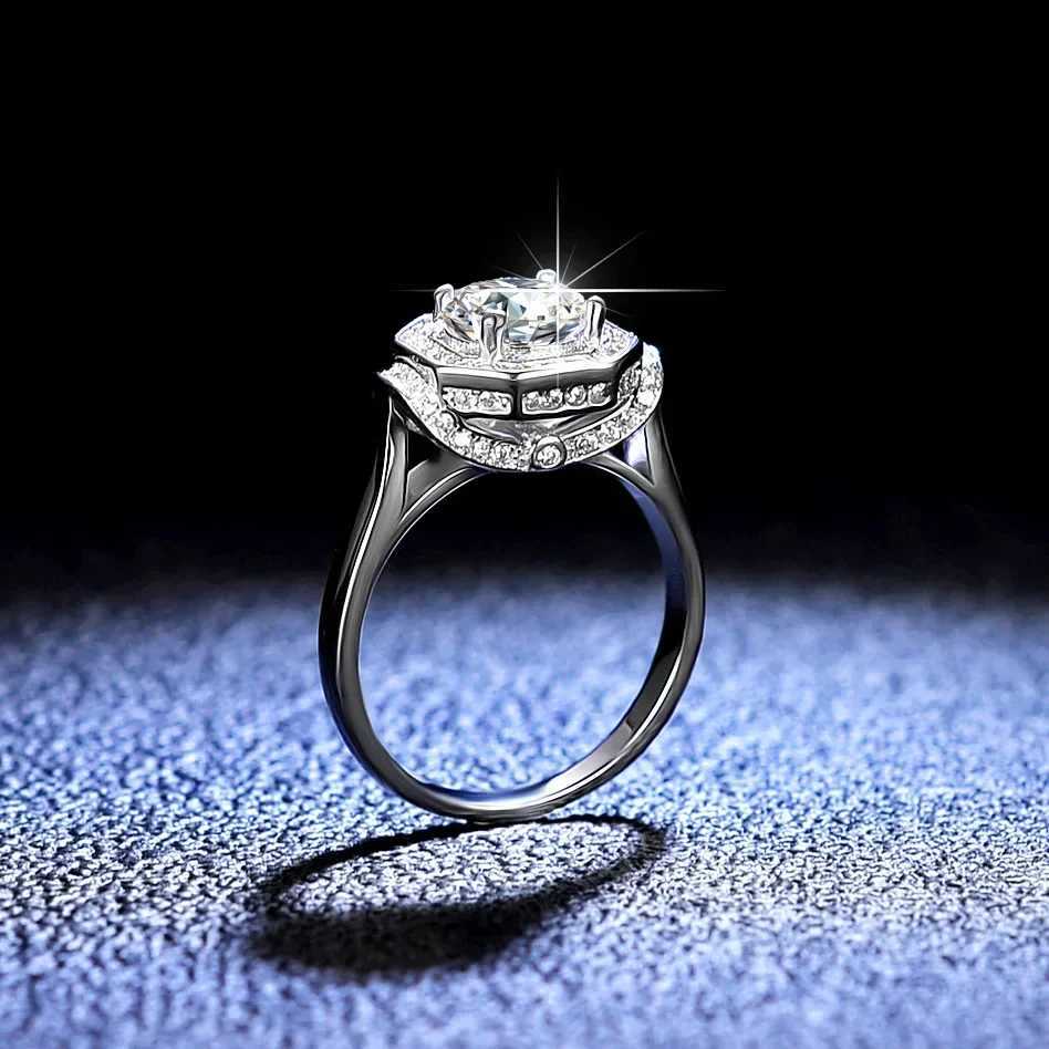 Platinum PT950 Womens Ring 1CT True Diamond Engagement Ring Cute Birthday Gift for Women W240925