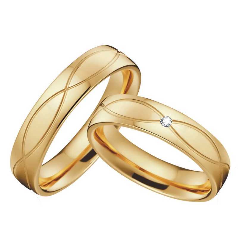 Retro wedding ring couples alliance 1 pair of 18k gold-plated jewelry fingers promise couples wedding ring W240925