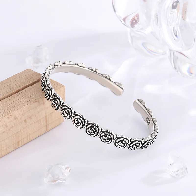 New Arrival Rose Female Temperament 925 Sterling Silver Bracelets Creative Flower Personality Opening Bangles TYB161X240925