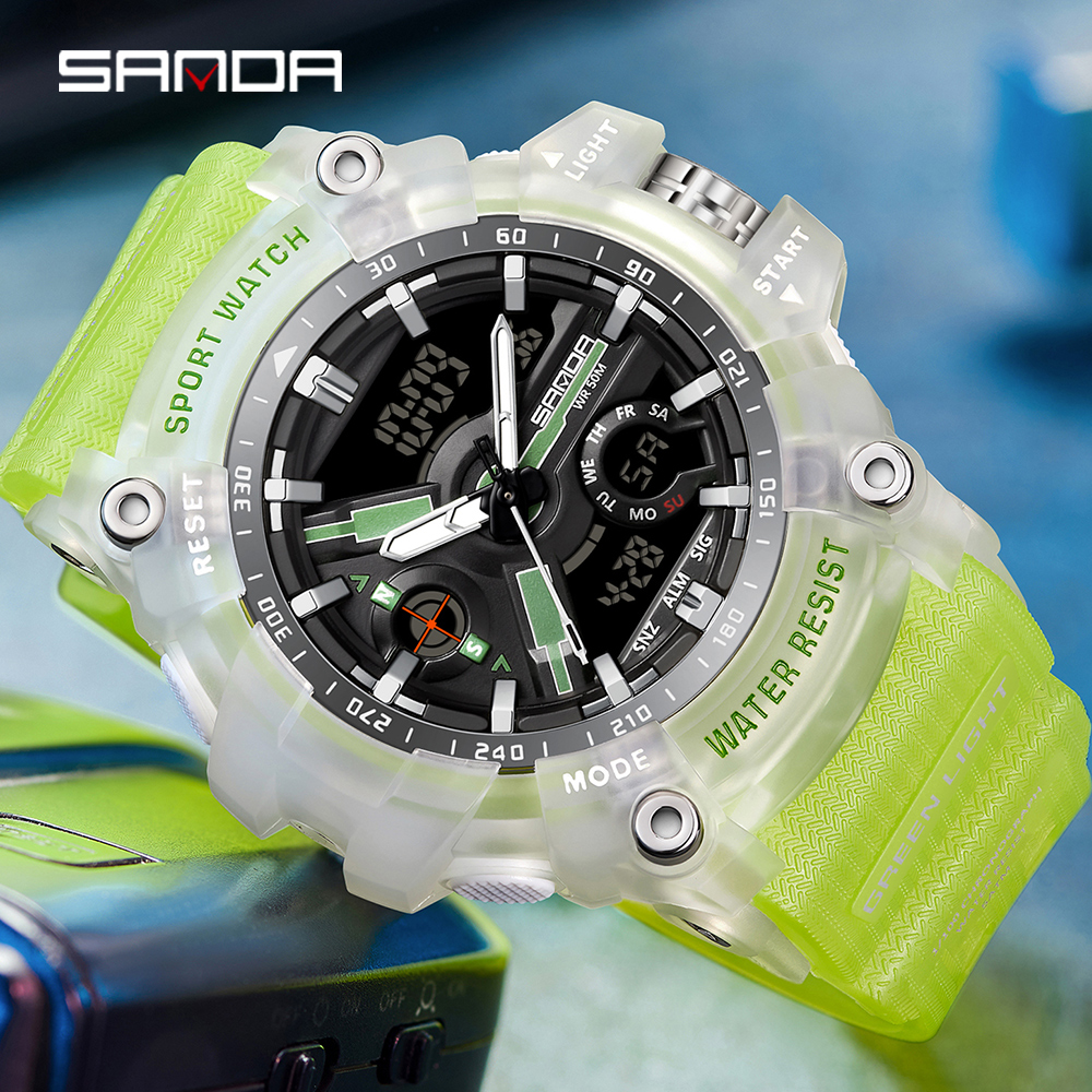 SANDA 3179 Digital Men's Military Watch 50M Waterproof Watch Dual Display Quartz Sports Watch Men's Night Light Relogio Masculino 08