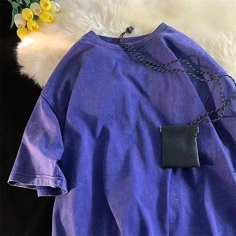 Quality Oversized Acid Washed Y2K T Shirt Women Vintage Tshirts Streetwear Mineral Wash Tee Shirts Girl Loose Tops y240924