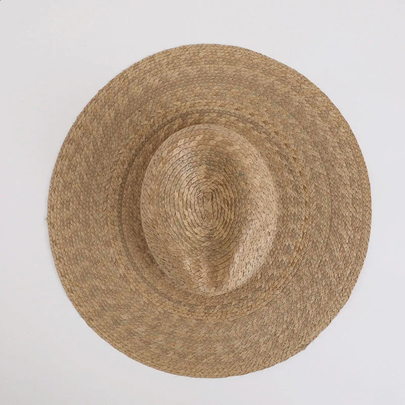 Summer Weave Palm-leaf Hat Natural Tan Wide Brim Straw Panama Hat Sun Rancher Hat Women Fedora Hat Beach Hat 240924