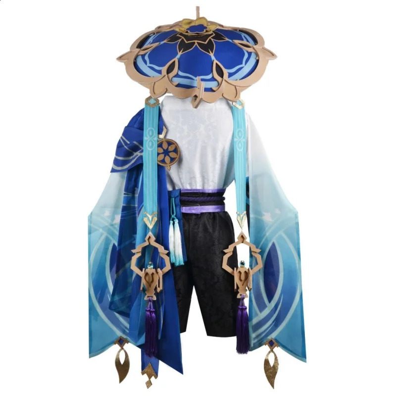 Genshin Impact Wanderer Scaramouche cosplay costume wig hat anime uniform ballet dancer Kunikuzushi party 240923
