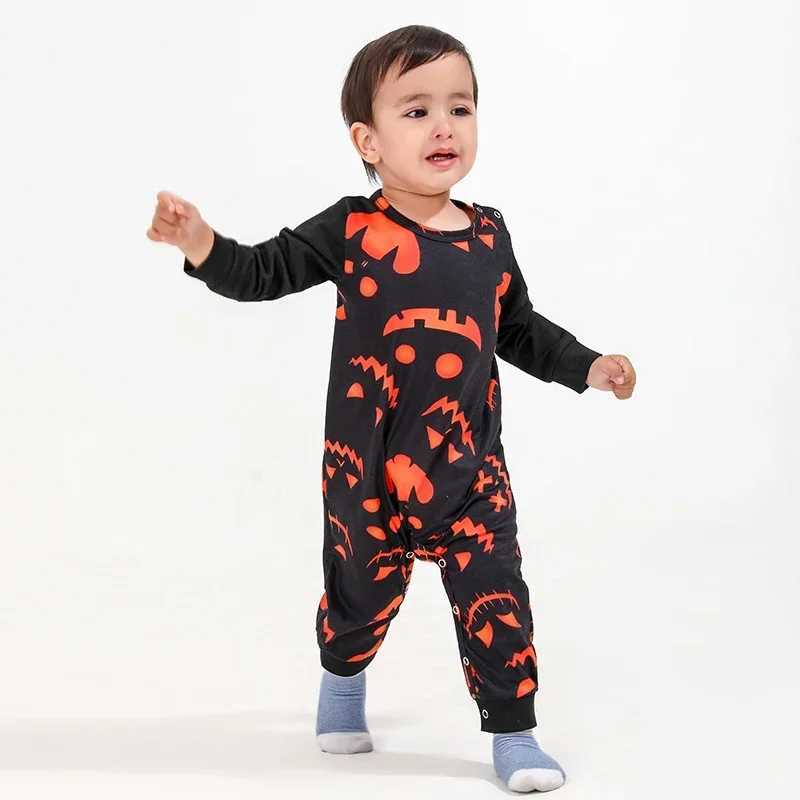 Family Matching Outfits Halloween Family Matching Outfits Pumpkin Print Pajamas Set Parent-child 2 Pieces Suit Baby Romper Soft Thick Pyjama Family Lo