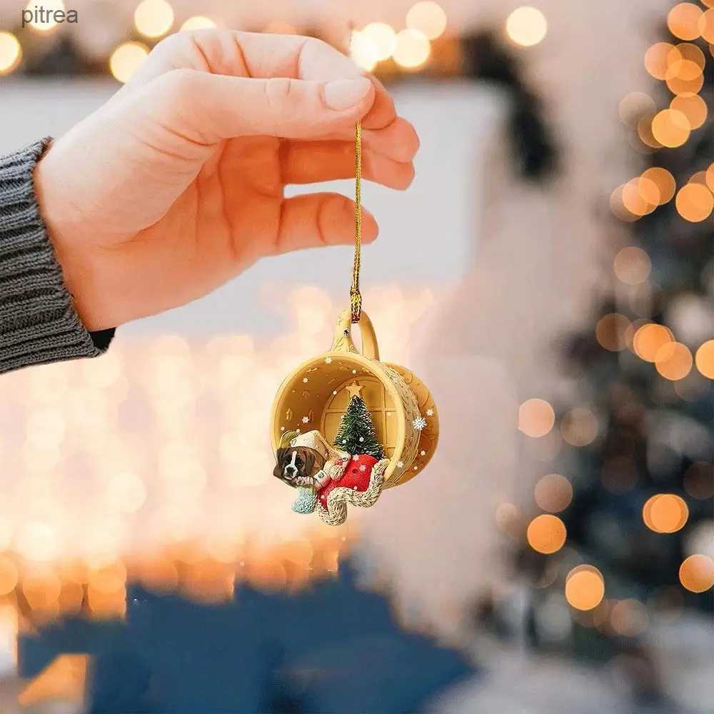 Decorations 1 tree cute dog animal pendant celebrating the New Year holiday party supplies Christmas gift y240
