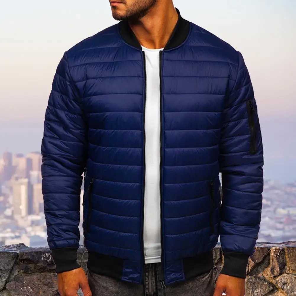 Comfortable mens top mens jacket bedding plain solid color stand up collar warm winter casual jacket Y240925