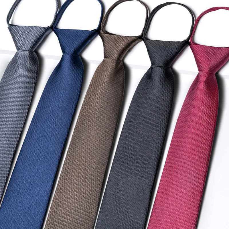 48*6 CM 30 Styles Zipper Mens Tie Skinny Necktie Fashion Business Casual Lazy Pre-tied Striped Solid Color Flower Pattern X250407
