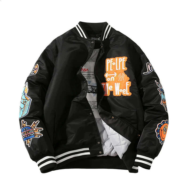 Winter Varsity Jacket Men Women Embriodey Basketball Jacket Retro Fashion Pilot Jacket Men Animal Couple Clothes High Street 240924