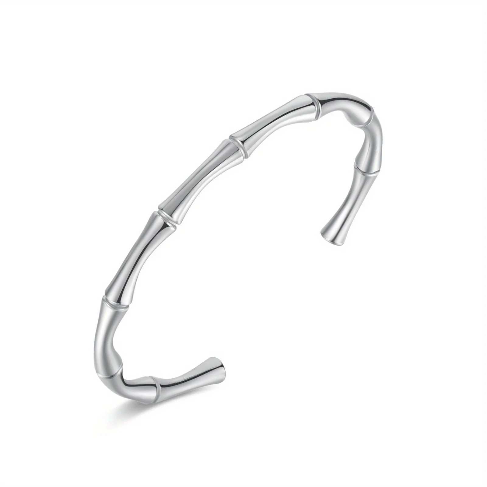 Stainless Steel Bamboo Style Classic Plain Open Clasp Bangle Bracelet Best Friend Sister Fashion Jewelry Gift for Women MenX240925