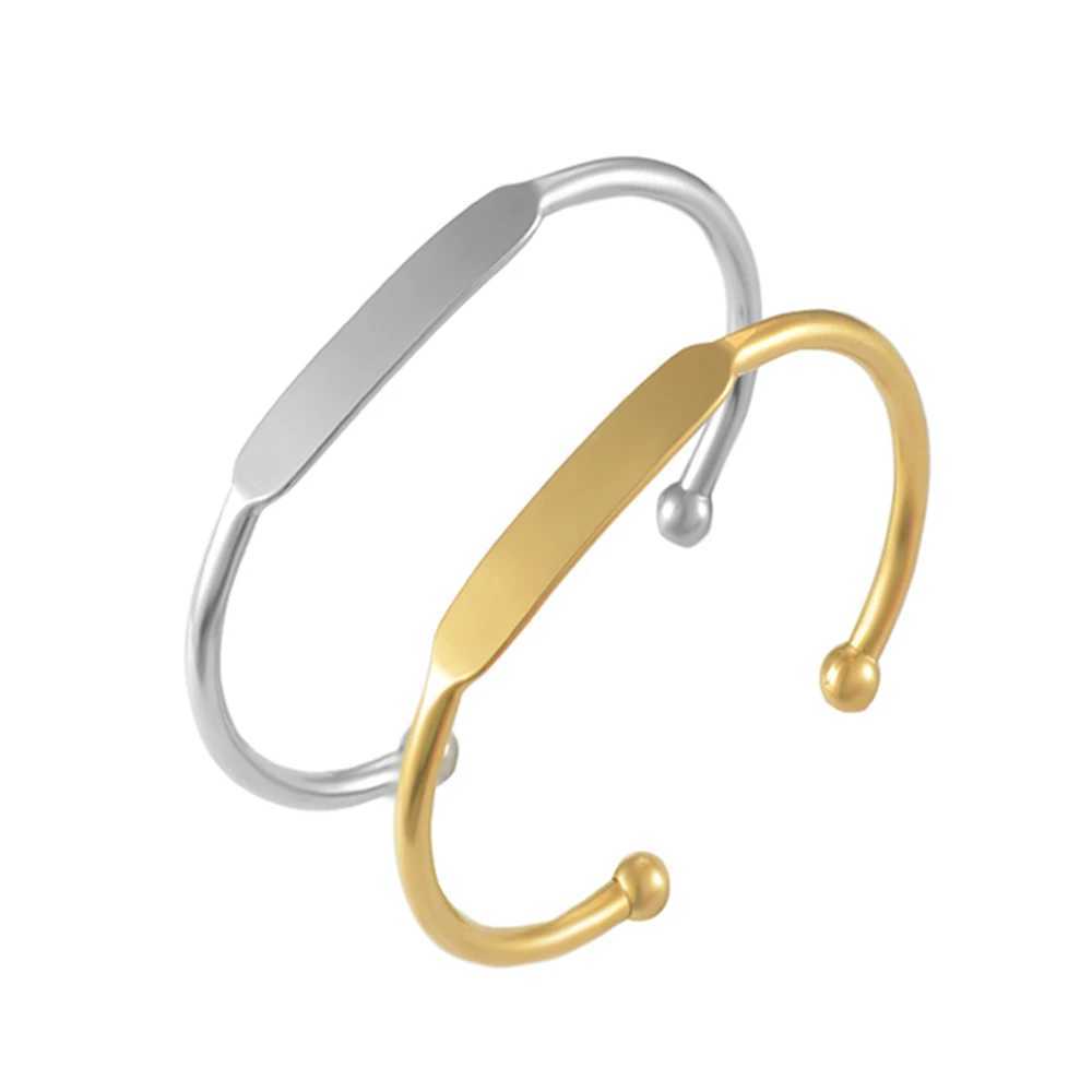 Women Men Simple C Shape Bangle Stainless Steel Opening Bracelet Can be engraved name letters Personalized JewelryX240925