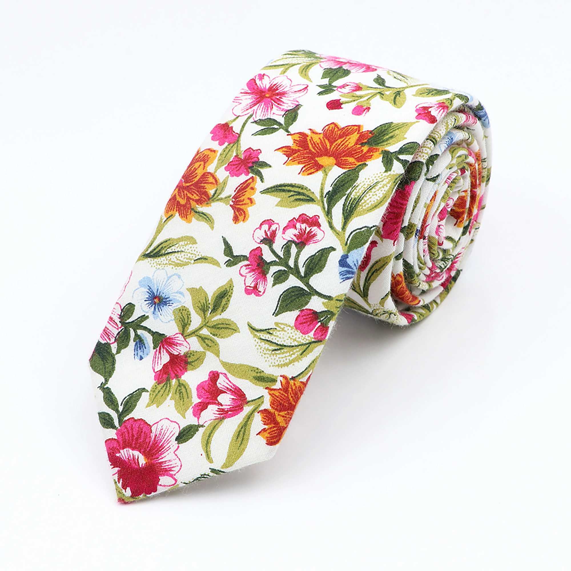 New Floral Elegant Tie For Men Wen 100% Cotton Beautif Flower Paisley Necktie Narrow Skinny Cravat Wedding Casual Corbatas X250407
