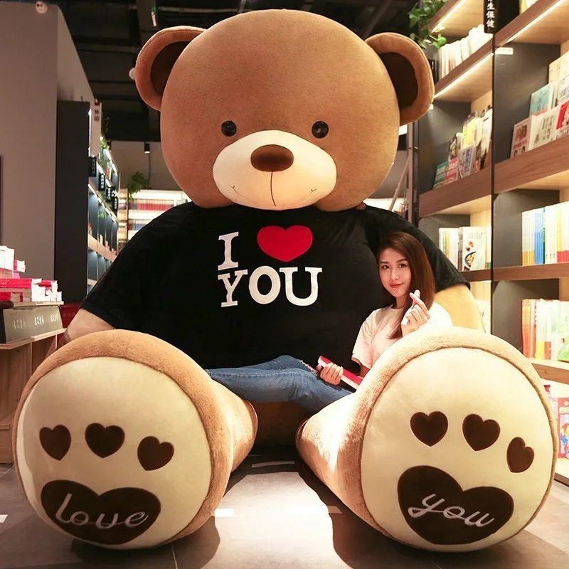 100cm plush toy teddy bear giant Tshirt soft filled animal pillow doll barbecue friend child wife birthday Valentines Day decoration 240925