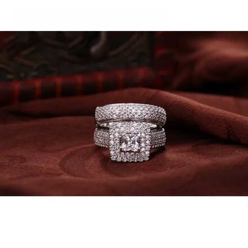 925 sterling silver engagement ring romantic and fashionable jewelry cubic zirconia edging set decorative womens clothing wholesale W240925