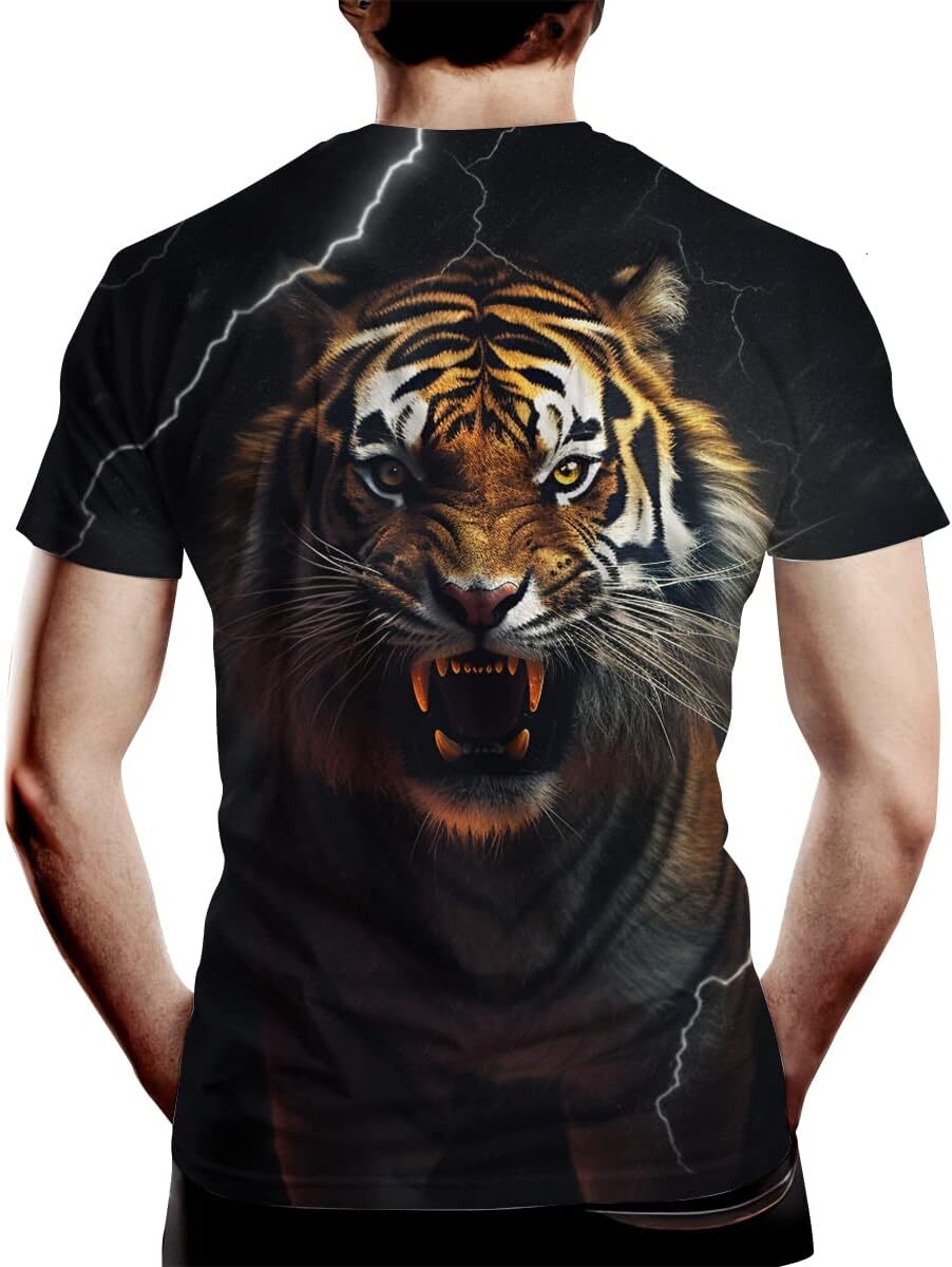 Mens T shirt Casual Tiger Graphic T-Shirt for Men Novelty Animal Pattern Short Sleeve Shirts, shirts tshirt graphic tee Casual tops summer free shippi