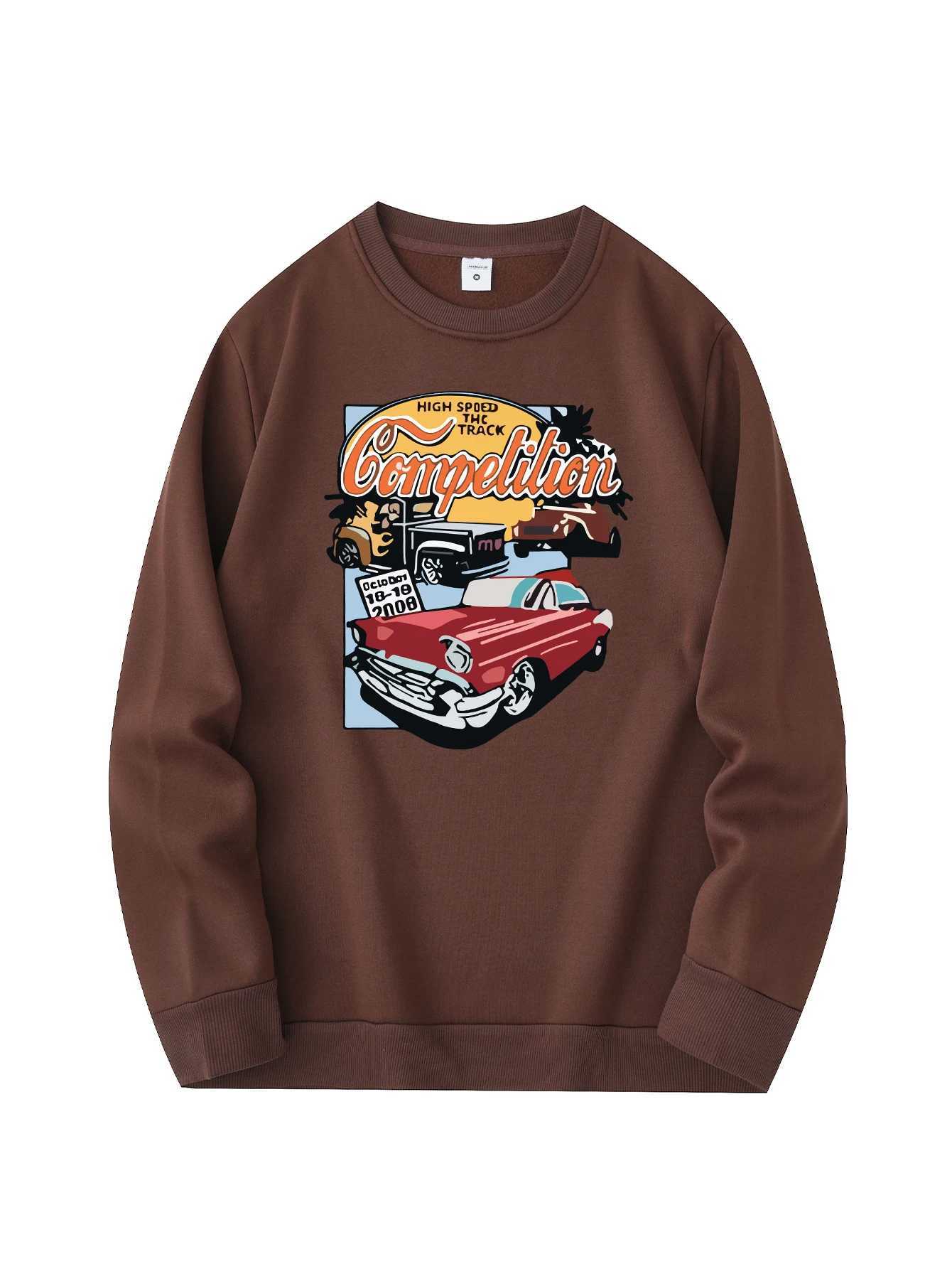 Mens new fashionable round neck sweater casual and daily comfortable round neck sweatshirt car print mens jacketX240925