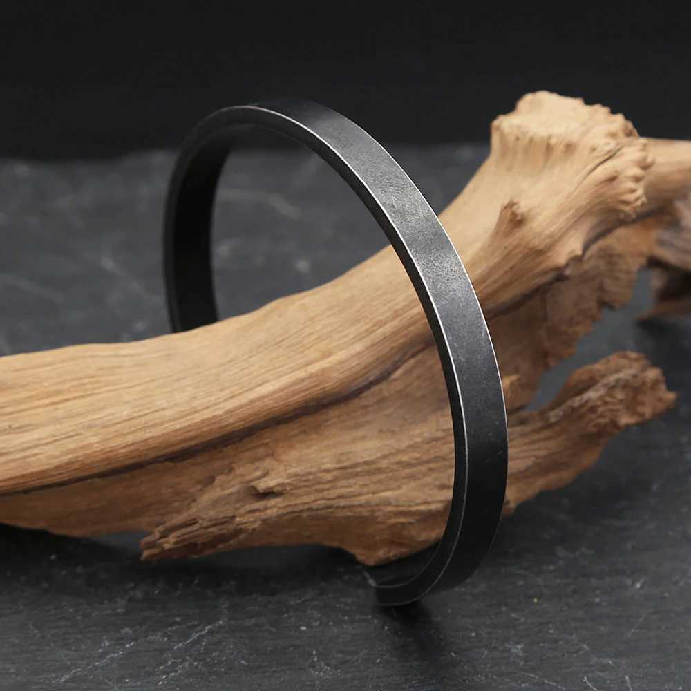Vintage Black Simple Bracelet For Men Women 316L Stainless Steel Fashion Opening Cuff Bangles Biker Jewelry Gifts DropshippingX240925