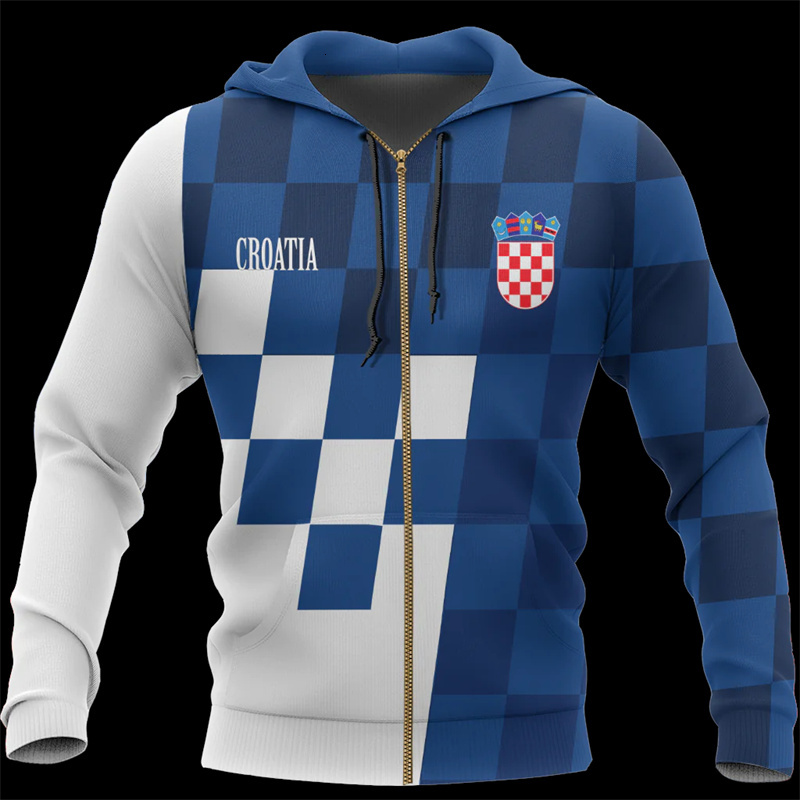 2024 New Croatia Hrvatska Heroe 3d Printed Zip Hoodies Men Oversize Sweatshirts Women Sports Pullover Hooded Y2k Clothes