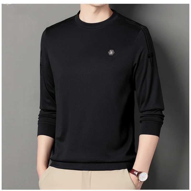 Mens Clothing Temperament Commuting 2023 Autumn and Winter New Fashion Versatile Round Neck Long Sleeve Solid Color PulloverX240925