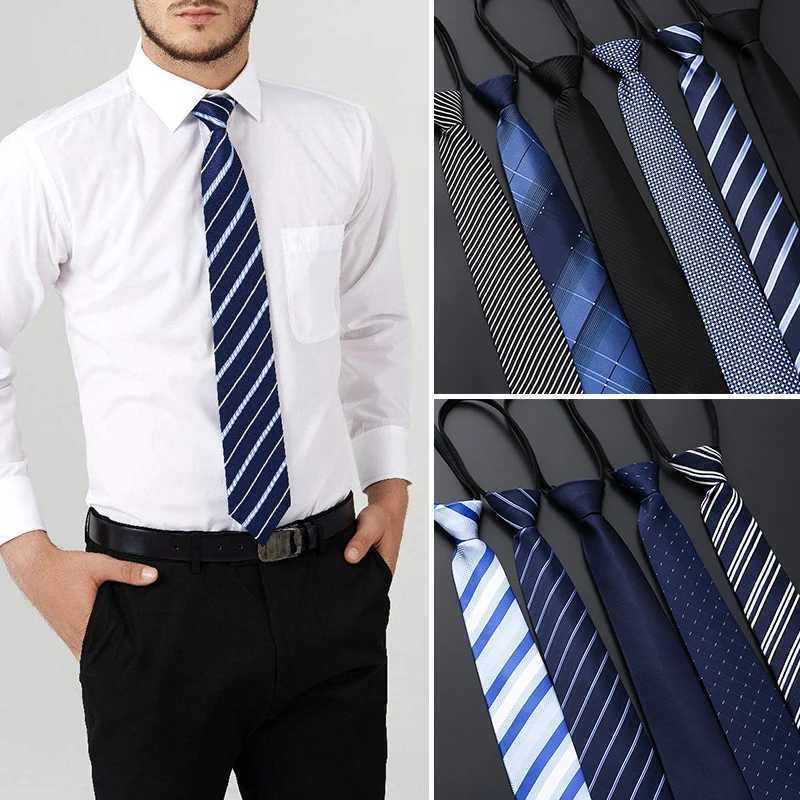 Lazy Zipper Mens Tie Business Formal Dress Wear Stripe Solid Color Zipper Necktie Wholes Gifts for Men Slim Skinny Tie X250407