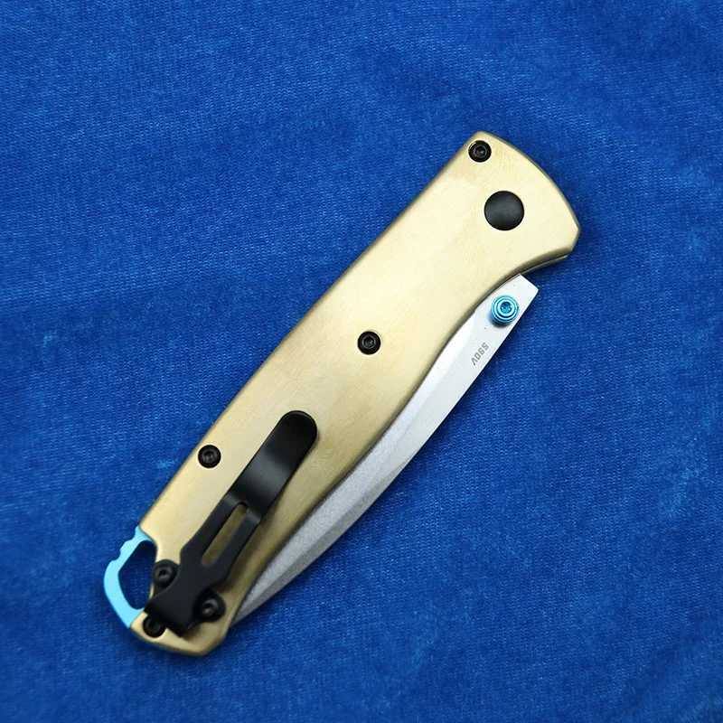 New Bugout 535 brass handle/carbon fiber 535-3 Mark S90V folding pocket EDC tool camping tactical outdoor utility knife CL240925