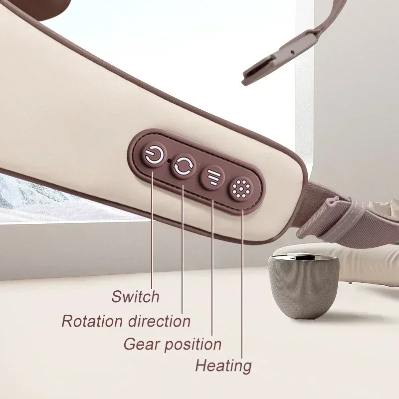 Electric Heat Neck Massage Shawl Shiatsu Kneading Cervical Spine Massager Car Home Back Shoulder Trapezius Muscle 240919
