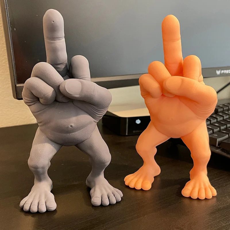 Middle Finger Figure With Legs 3D Printed Desktop Statue Decoration Desk Funny Hand Gesture Resin Creative Ornament Sculpture 240920