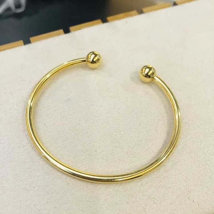 SOMMAR Fashion Gold/stainless_steel color charms bangle for female C-shaped open steel ball Wedding Bracelet WholesaleX240925