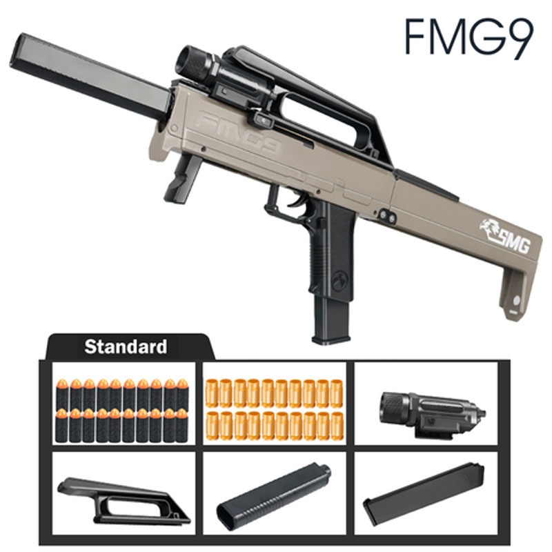 FMG 9 Folding Submachine Gun Toy Soft Bullet Blaster Foam Dart Manual Shooting Launcher For Adults Boys Outdoor Games