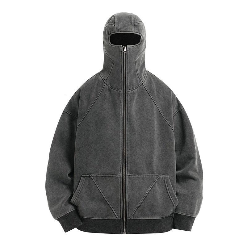 Vintage Hi Street Solid Color Sweatshirt Men Harakuju Streetwear Loose Pullover Hoodies Patchwork 240924