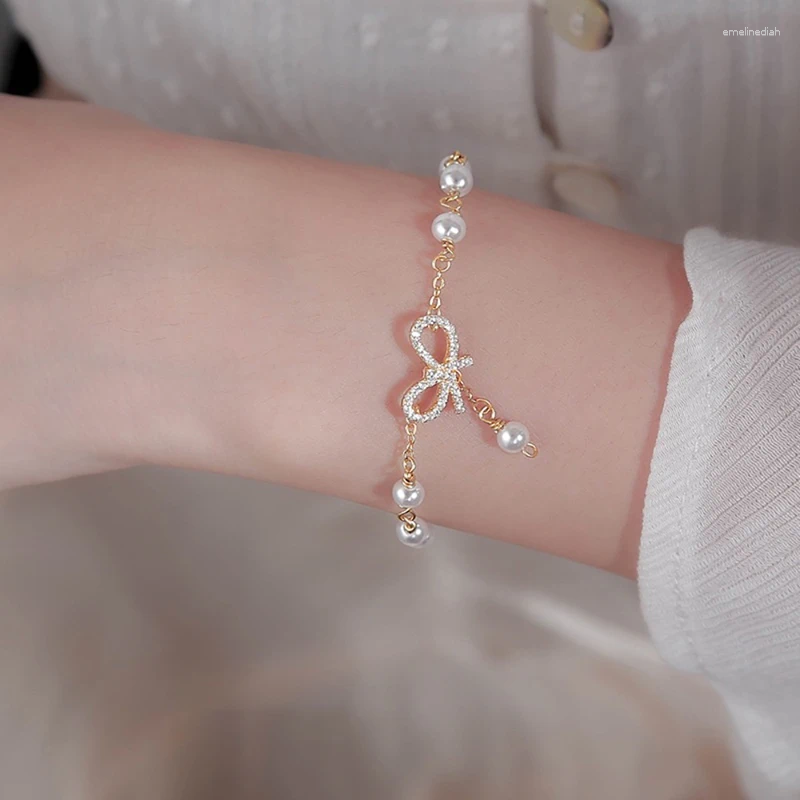 Fashion Charm Bracelets for Women 2024 - Bow Pearls Bracelet, High Quality Crystal, Thin Chain Jewelry 4