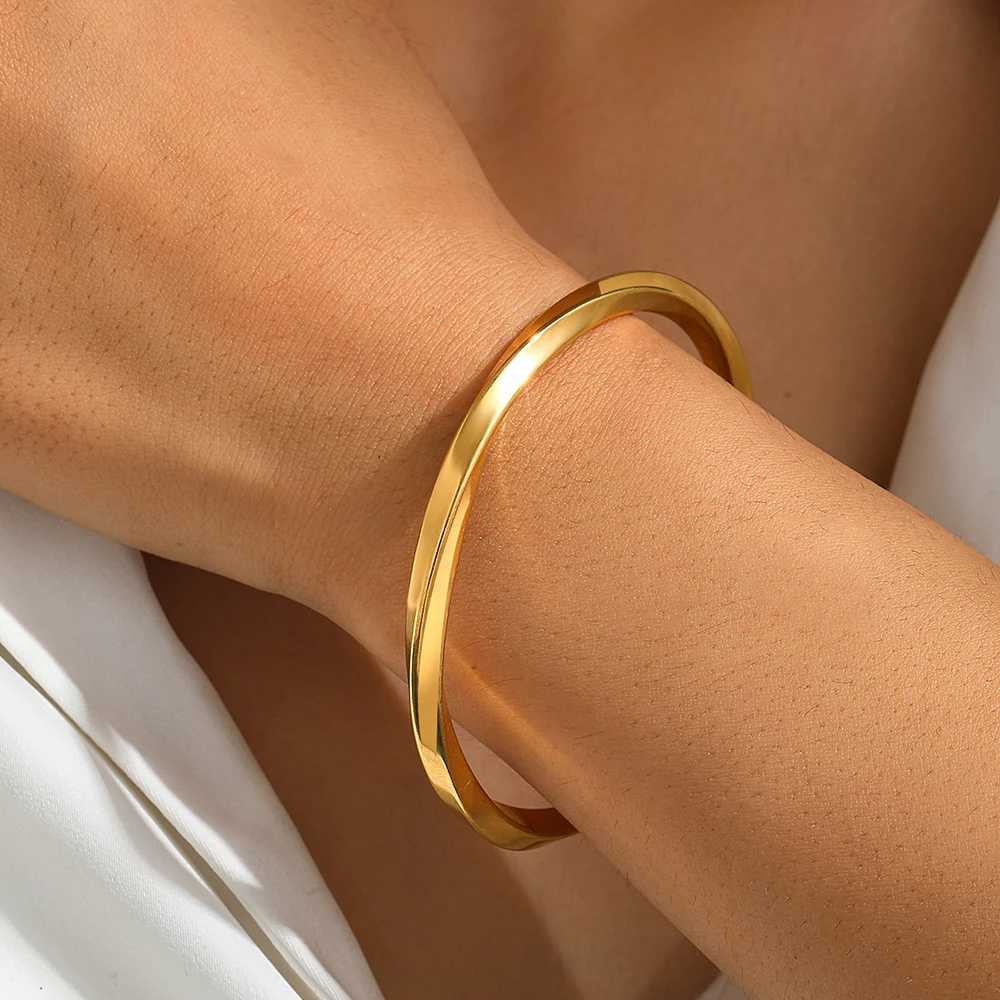 Stainless Steel Bracelets Minimalist Temperament Adjustable opening Fine Bracelet For Women Jewelry Banquet Personality DesignrX240925