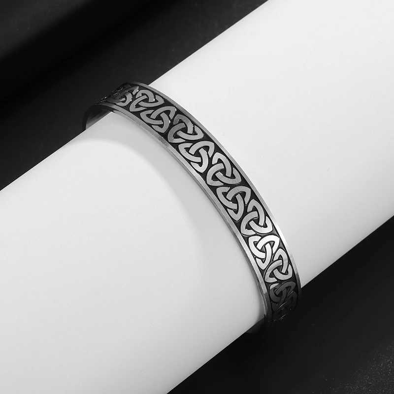Stainless Steel Celtic Trinity Knot Open Adjustable Bracelet Suitable for Mens Fashion Personality Cool Lucky AccessoriesX240925
