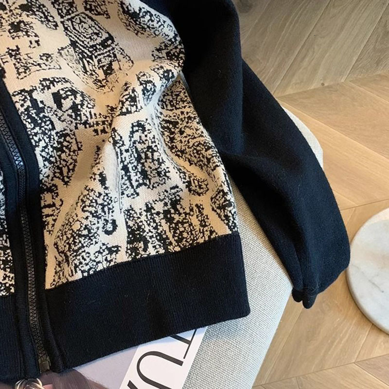 Splices Women's Sweater cardigan Korean Loose Zipper sweater jacket female Autumn Outwears knitwear women's coat knitwears top
