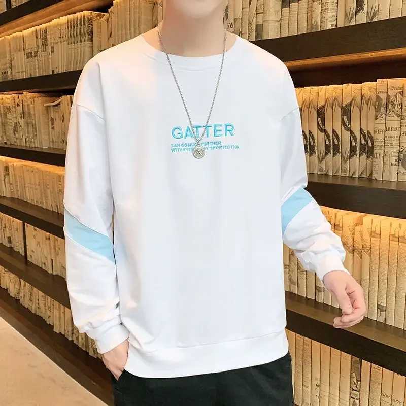 Sweatshirt for Men Top Print Hoodieless Male Clothes Crewneck Pullover T-shirt Yellow Round Neck Pastel Color Harajuku Fashion SX240925