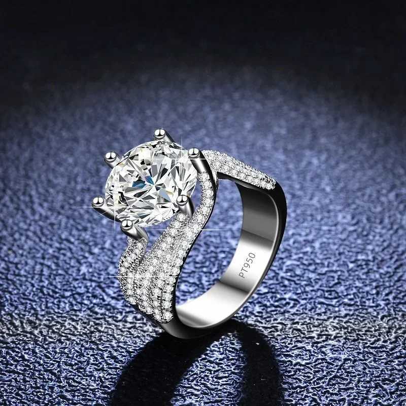 Luxury platinum Pt950 18k 5-carat all Mo silica diamond ring womens D-color jewelry wedding engagement ring gorgeous W240925