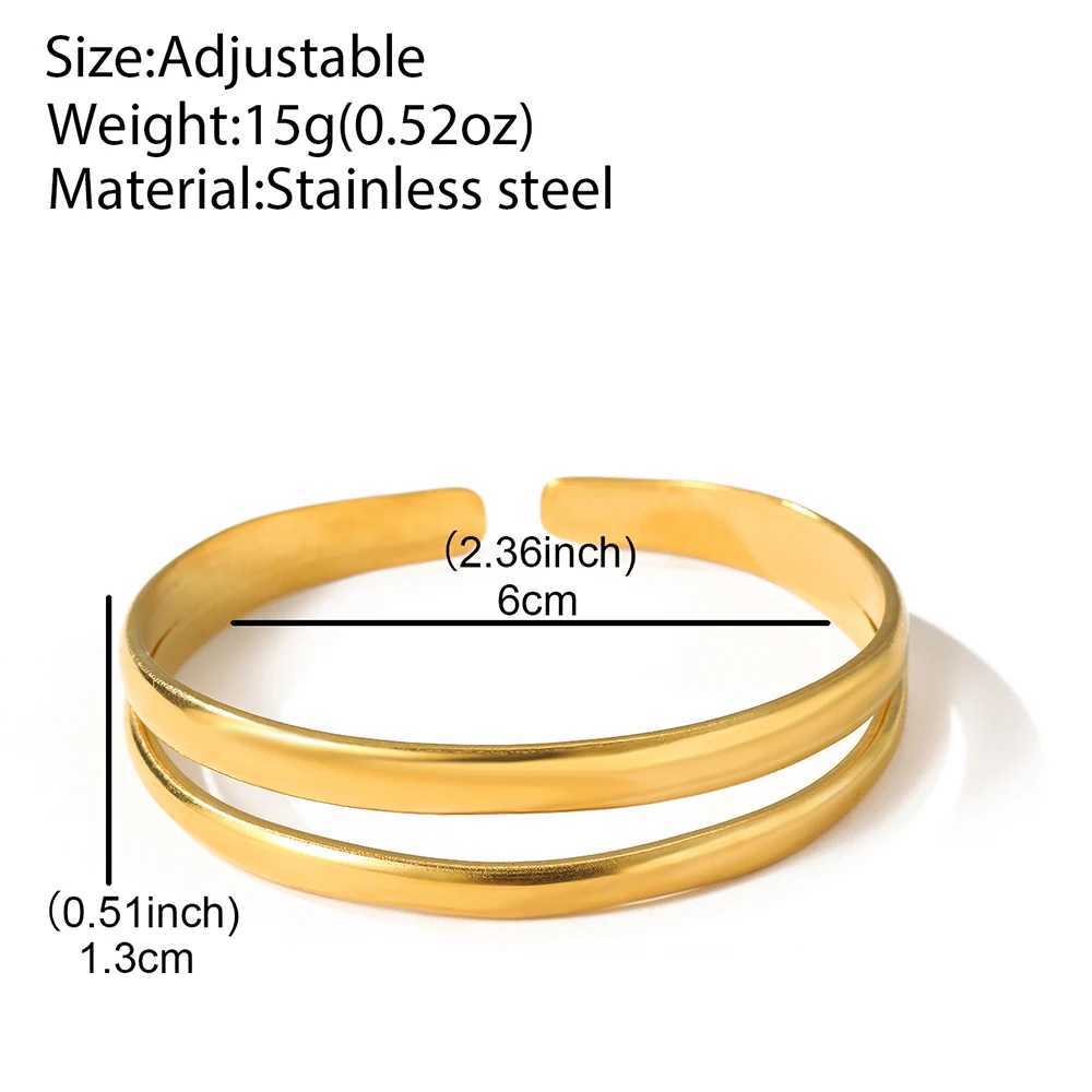 Stainless Steel Bracelet Simple Temperament Double Layer Line C Shape Opening Adjustable Bracelet Ladies Jewelry Party MatchX240925