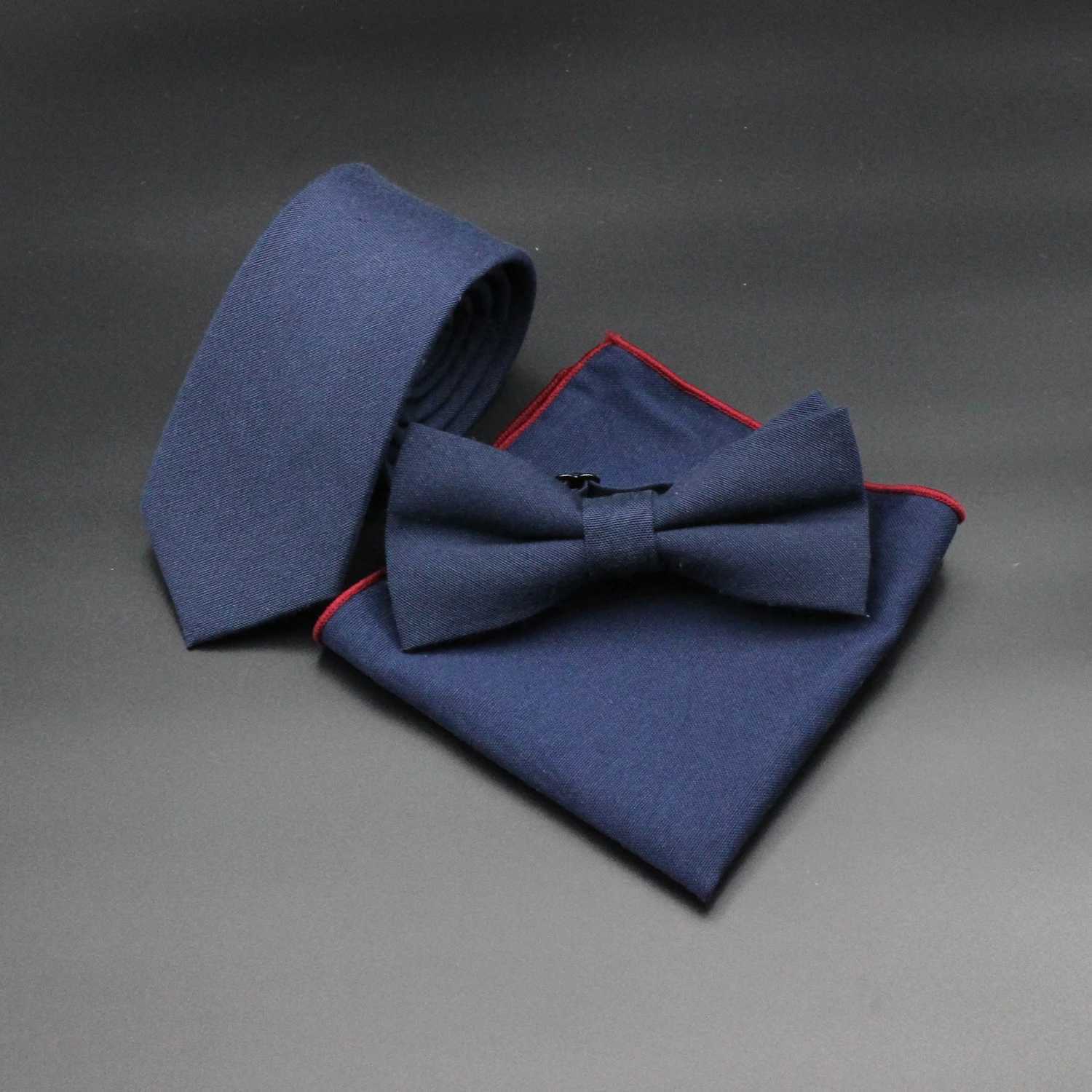 New mens solid color tie tight fitting casual anti wrinkle collar wedding dress collar blue gray tie gift accessories Y240925