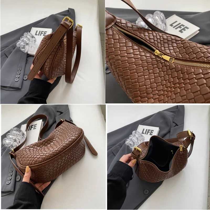 Female Large Capacity Handbag Women Shoulder Messenger Bag Graceful Soft PU Ladies Crossbody Bag Package Woven Grain Tote Bag Z240924
