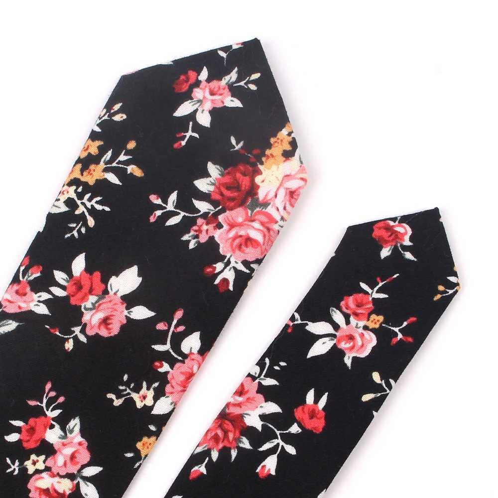 New Casual Floral Cotton Ties And Pocket Square Sets Flower Print Skinny Necktie For Men Mens Neck Tie Cravat 6cm Slim Neckties X2504071