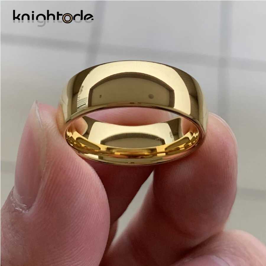 Classic gold wedding ring tungsten carbide ring womens engagement gift jewelry dome polished finish comfortable fit W240925