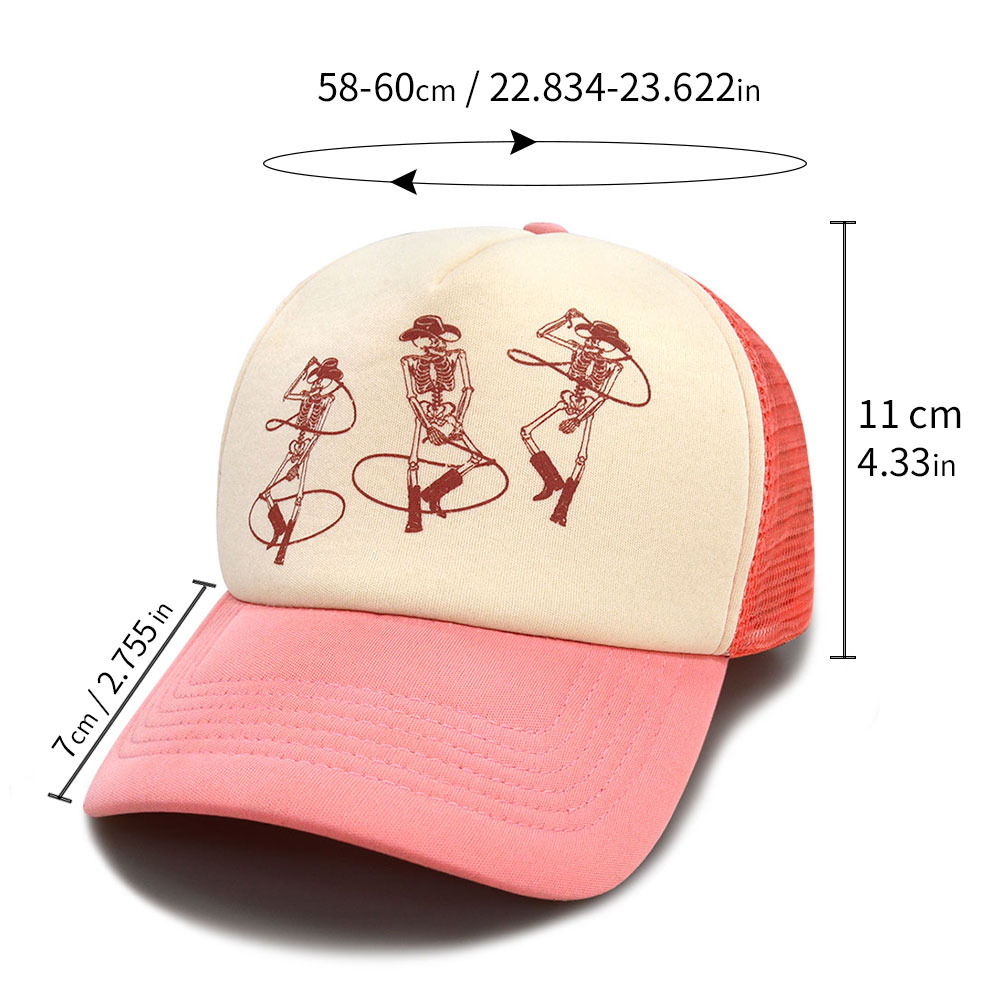 Wholesale Sale 5 Panel Halloween Skull Adults Foam Mesh Trucker Hat Sports Cap Hat With Plastic Adjustable Snap backs