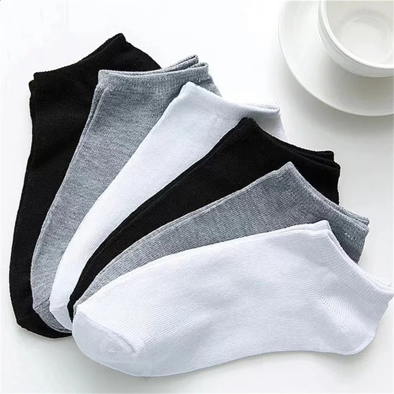 51020 Pairs White Casual Breathable Socks Boat Socks For Women Men Invisible Low Cut Silicone Non-slip No-show Ankle Socks 240925