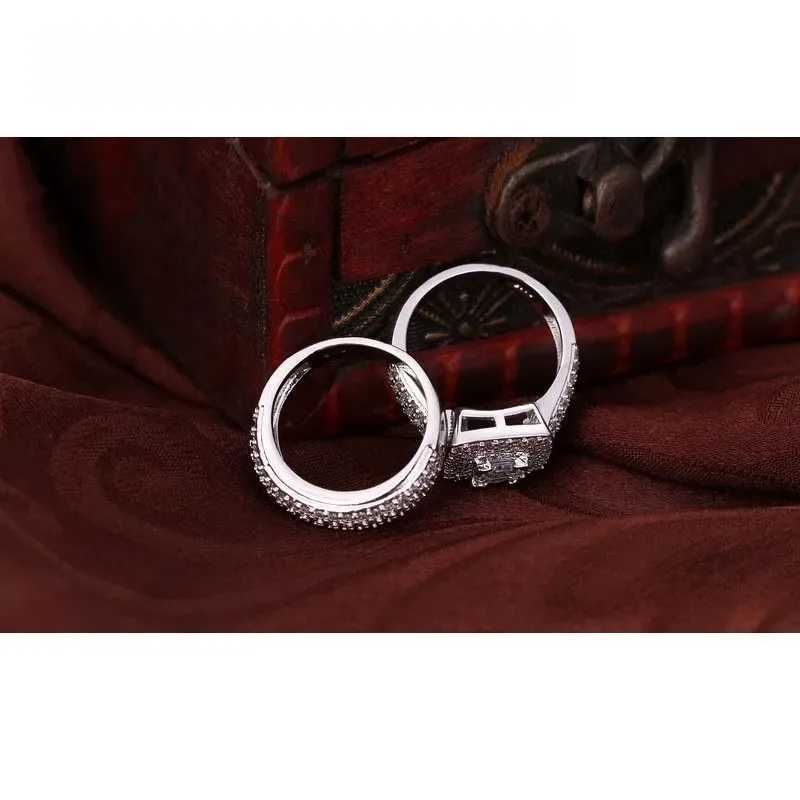925 sterling silver engagement ring romantic and fashionable jewelry cubic zirconia edging set decorative womens clothing wholesale W240925