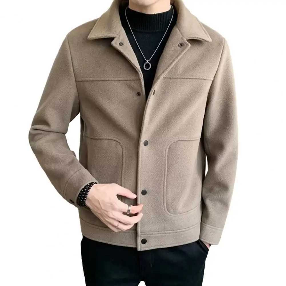 Fashionable mens jacket casual mens jacket mens thick open collar jacket with lapel mens single breasted Y240925