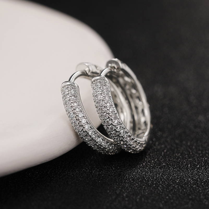 Full Cubic Zirconia Hoop Earrings for Woman Designer Jewelry Silver Gold Huggie Charm Luxury Bridal Wedding Earrings Stud Fashion Jewelry Gift