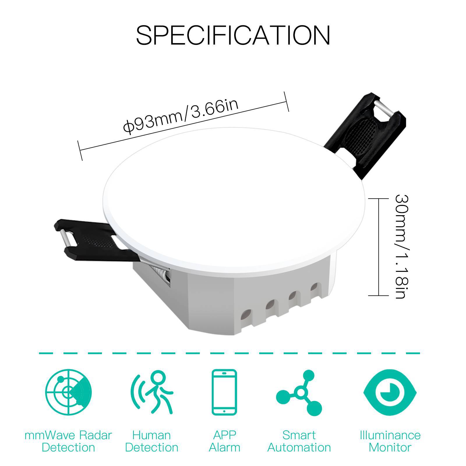 Human body presence sensor light two-in-one ceiling-mounted side-mounted surface-mounted 2.4G millimeter wave radar