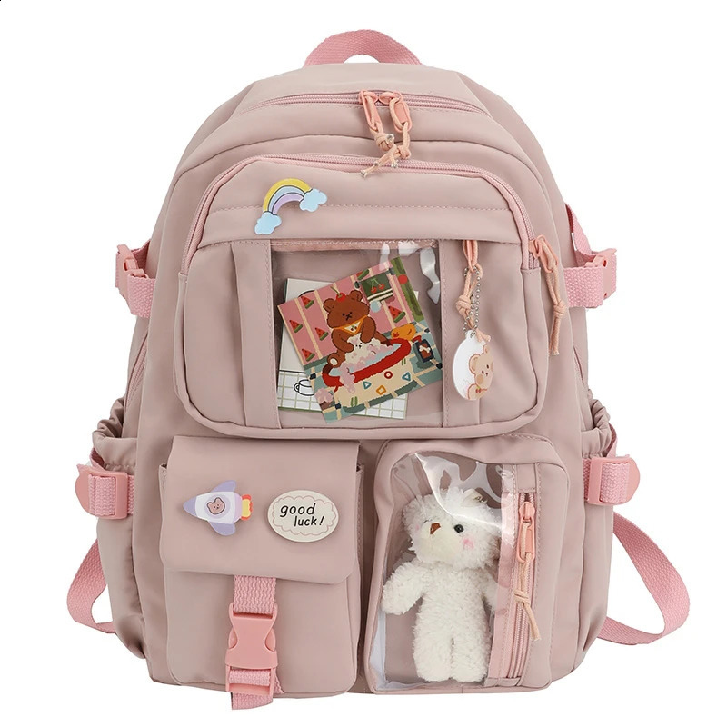 Cute Women Backpacks Waterproof MultiPocket Nylon School Backpack for Student Female Girls Kawaii Laptop Book Pack Mochilas 240919